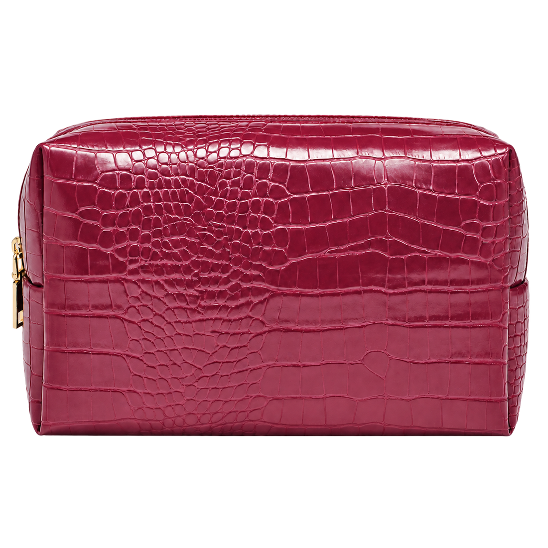 Red croc travel pouch, blank front ready for personalization