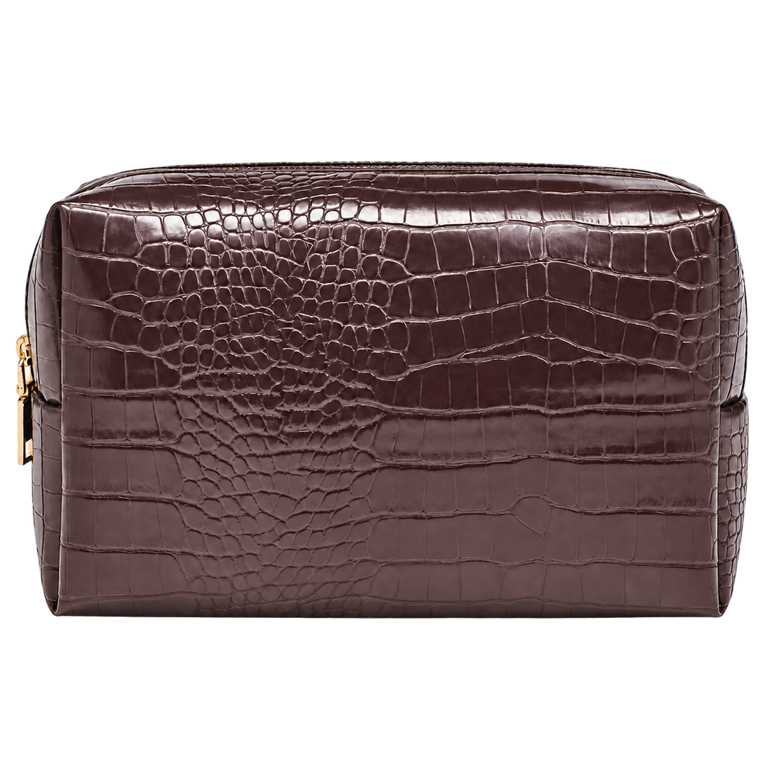 Chocolate Brown croc travel pouch, blank front ready for personalization