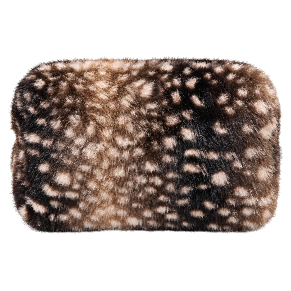 Fawn faux-fur cosmetic pouch, blank front ready for personalization