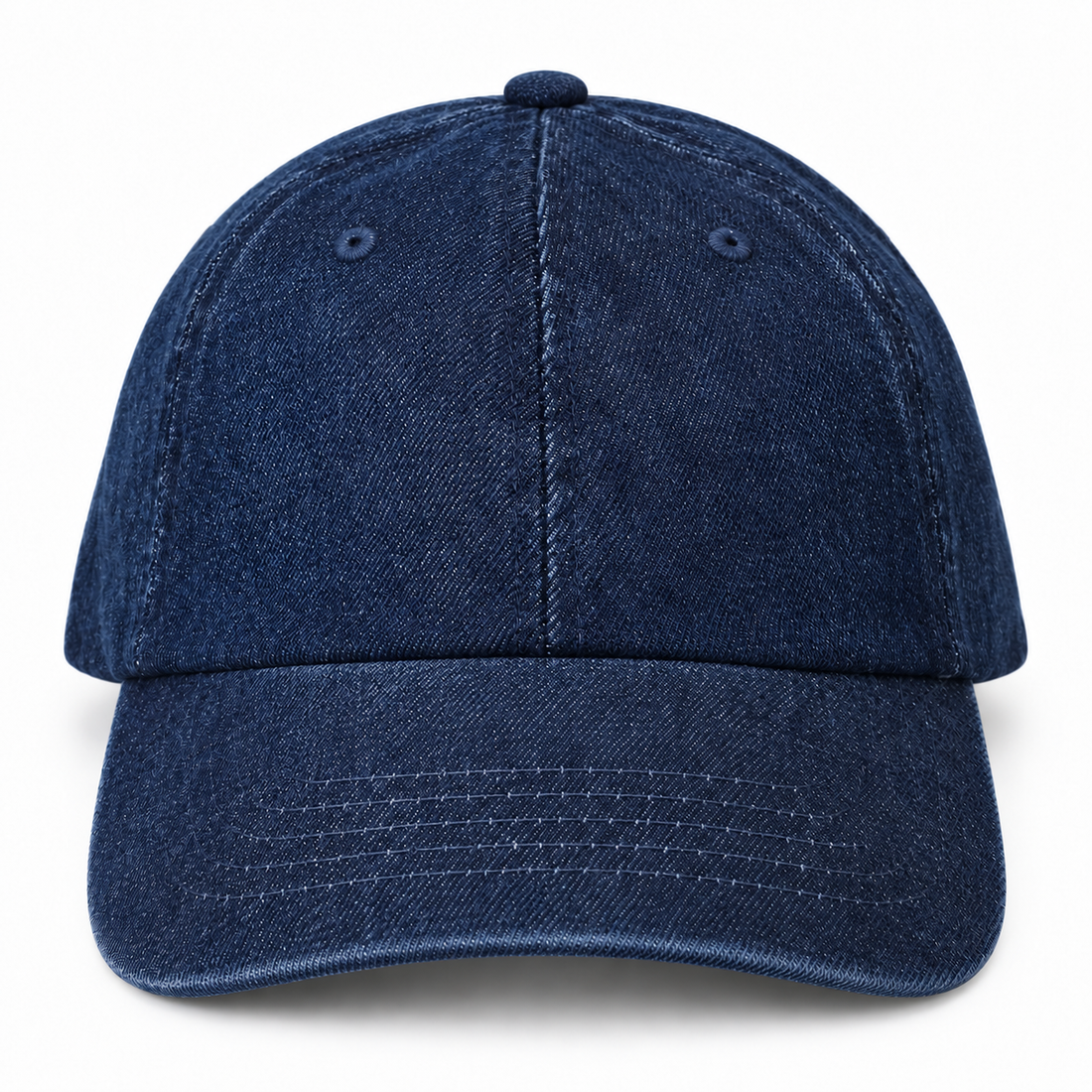 Dark Denim cotton baseball cap, front view