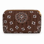 Chocolate Brown quilted bandana cosmetic case, front view