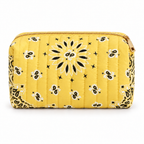 Yellow quilted bandana cosmetic case, front view