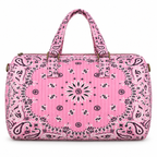 Pink quilted bandana duffel, front view