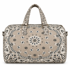 Stone Taupe quilted bandana duffel, front view