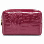 Red croc travel pouch, front view