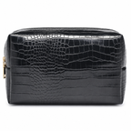 Black croc travel pouch, front view