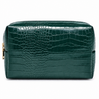 Green croc travel pouch, front view