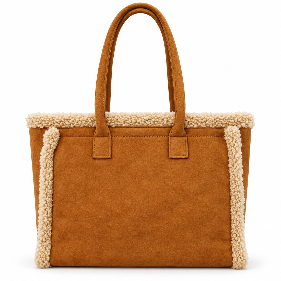 Teddy-trim tote in Teddy Brown, front view