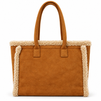 Teddy-trim tote in Teddy Brown, front view