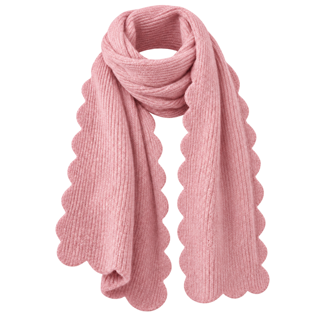 Pink scallop edge cozy scarf, blank front ready for personalization